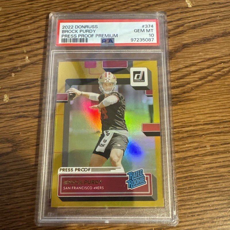 2022 Panini Donruss Rated Rookie Brock Purdy #374 Press Proof Premium PSA 10