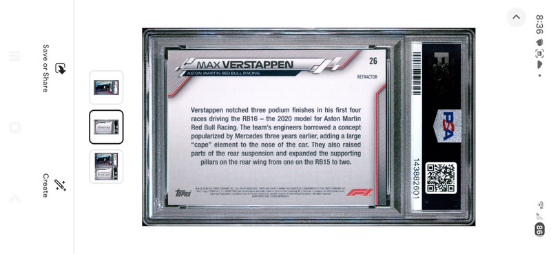 2020 Topps Chrome Formula 1 Max Verstappen #26 Refractor PSA 10 view 2