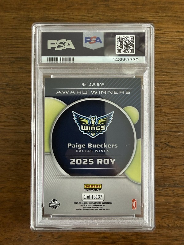2025 PANINI INSTANT WNBA - PAIGE BUECKERS - ROOKIE OF THE YEAR RC - MINT PSA 9 view 2