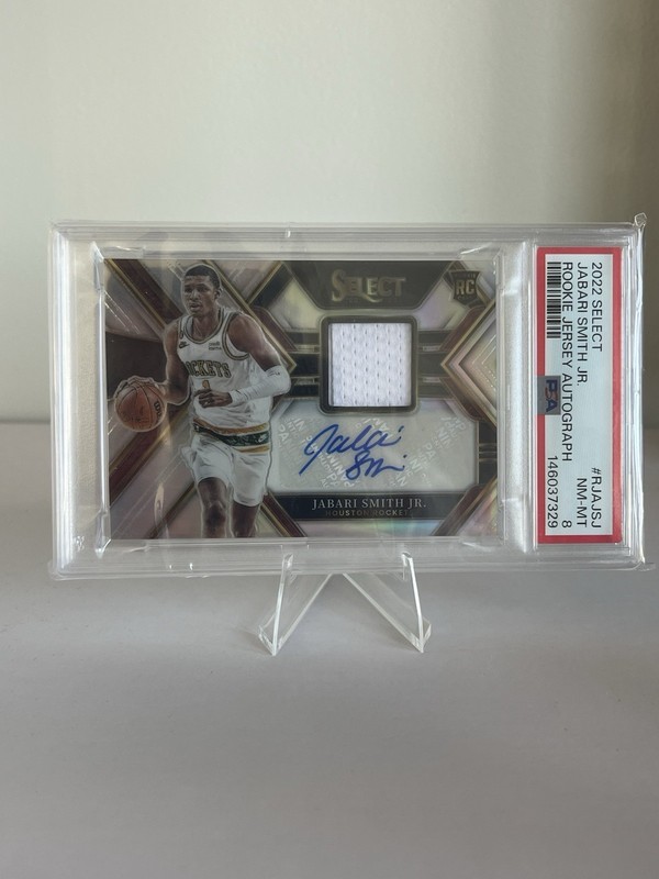2022 Select NBA Jabari Smith Jr (RC) Rookie Jersey Auto /199 PSA8