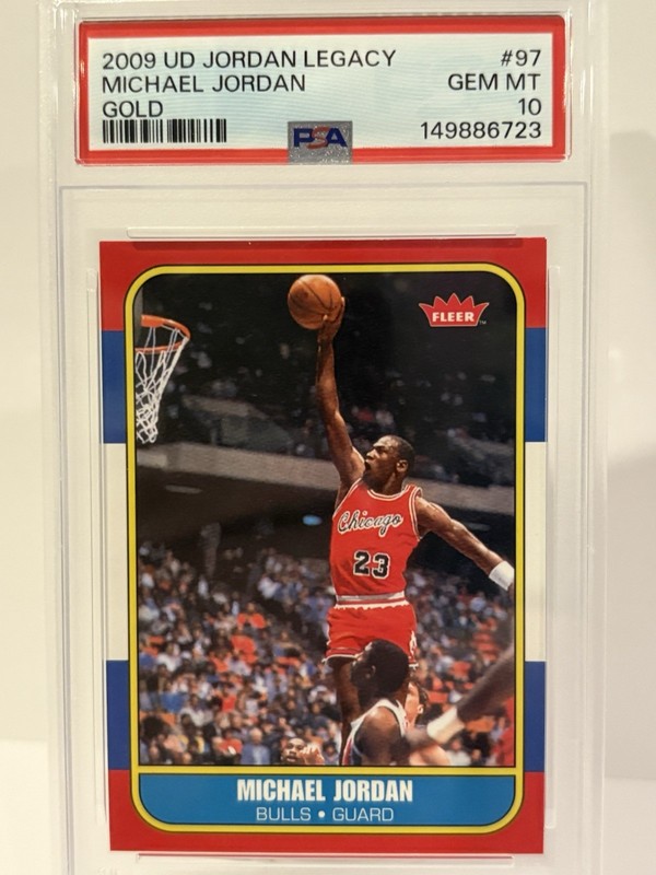 2009 Upper Deck Legacy #97 Micheal Jordan Gold 86 Fleer RC Reprint PSA 10 Gem Mt