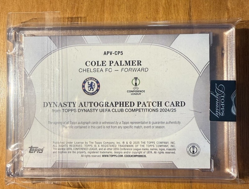 Cole Palmer Topps Dynasty /10 Auto MATCH WORN PATCH view 2