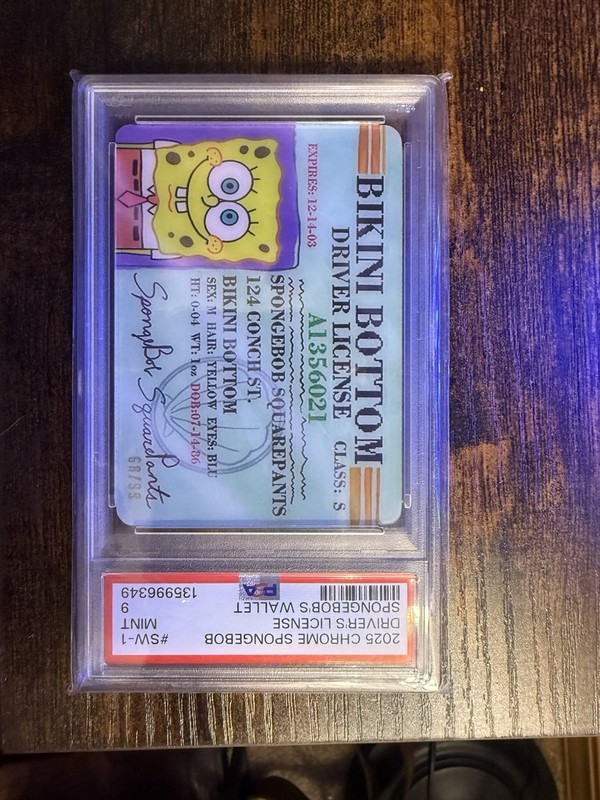 2025 #SW-1 SPONGEBOB'S DRIVER'S LICENSE 68/99 PSA 9