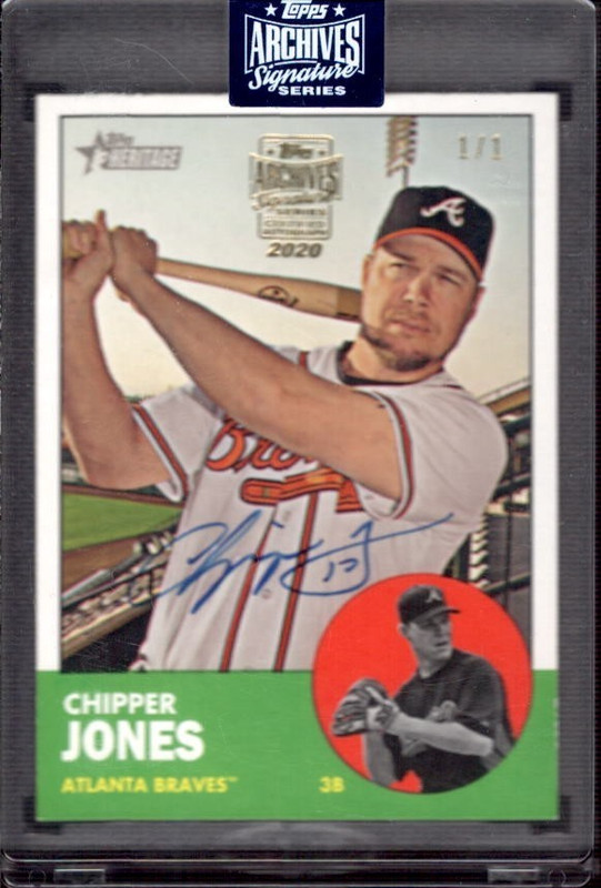 CHIPPER JONES 2020 Topps Archives Signature Series Heritage Autograph Auto #1/1