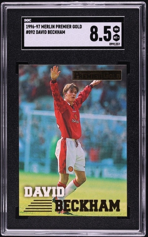 Looks Perfect! David Beckham 1996-97 Merlin Premier Gold #92 Rookie SGC 8.5
