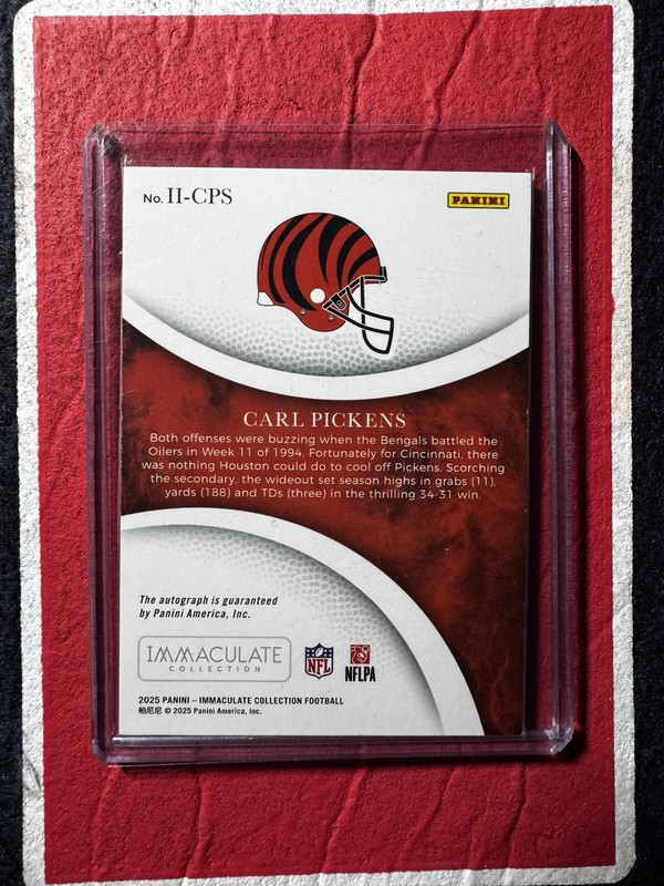 2025 Panini Immaculate Carl Pickens Immaculate Ink Auto /99 #II-CPS Bengals view 2