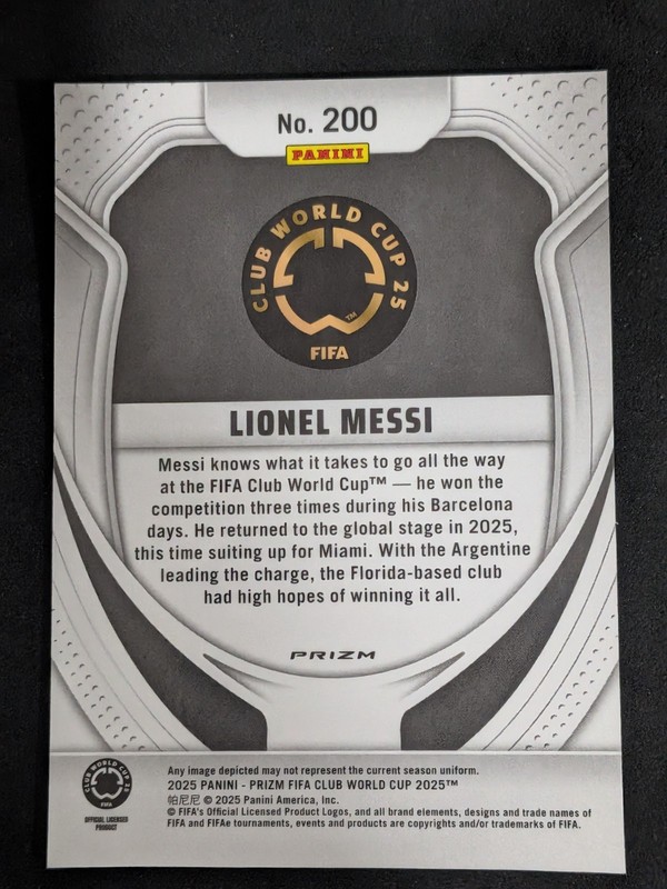 2025 Panini Prizm FIFA Club World Cup Lionel Messi Silver #200 Inter view 2
