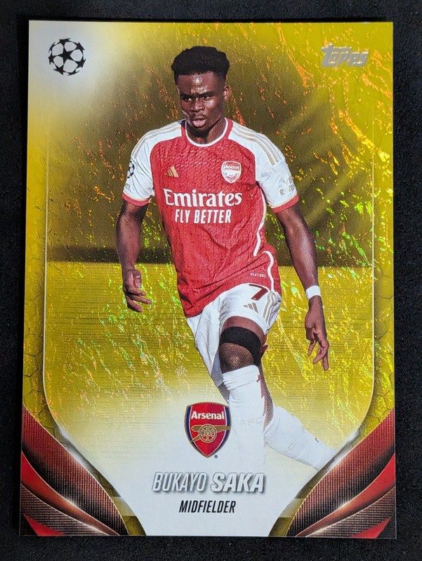 Bukayo Saka 2023-24 Topps Jade Edition UEFA UCC #148 Gold Refractor /50 SSP