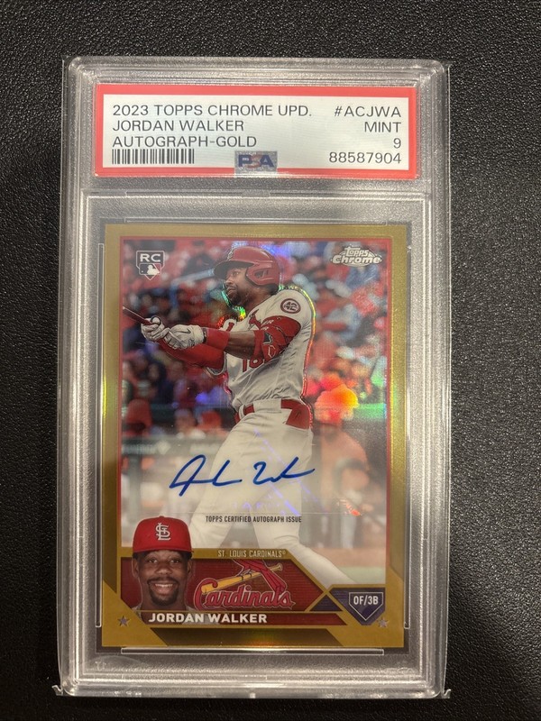 2023 Topps Chrome Baseball Gold Refractor Rookie RC Auto Jordan Walker /50 PSA 9