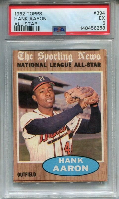 1962 Topps #394 Hank Aaron PSA 5 EX Milwaukee Braves