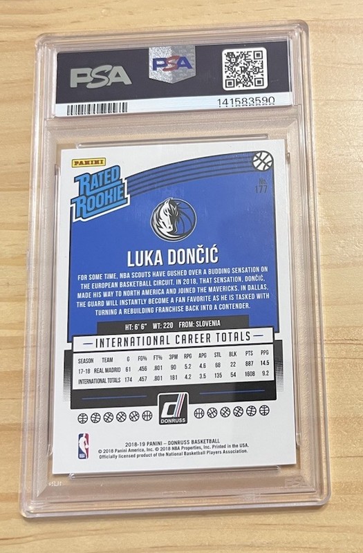 2018-19 PANINI DONRUSS LUKA DONCIC #177 RATED ROOKIE MAVERICK LAKERS RC PSA 8 view 2