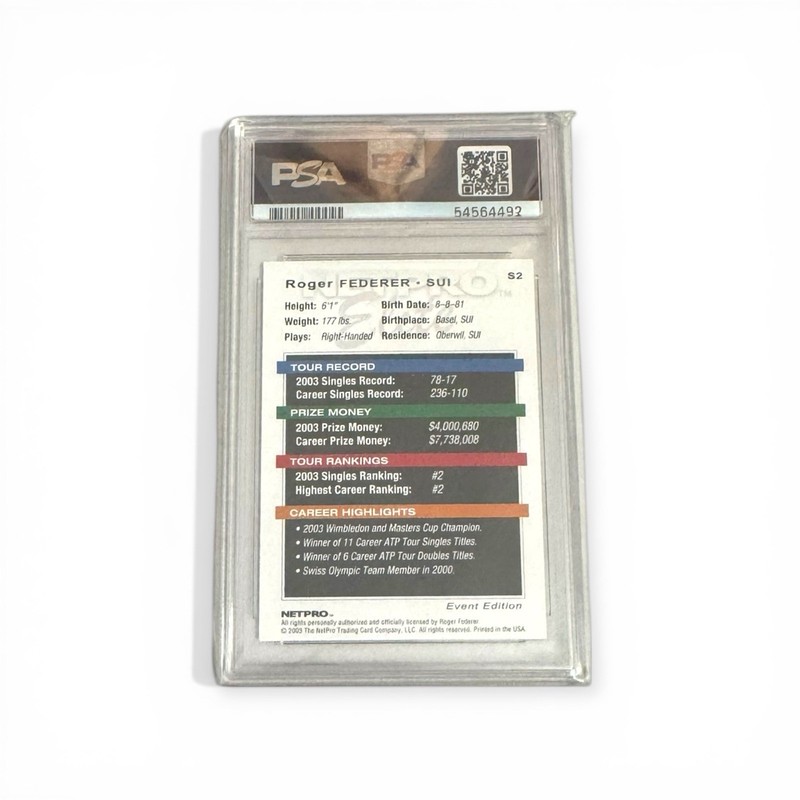 2003 Netpro Elite Tennis Event Starter #S2 Roger Federer RC  PSA 10 55516471 view 2