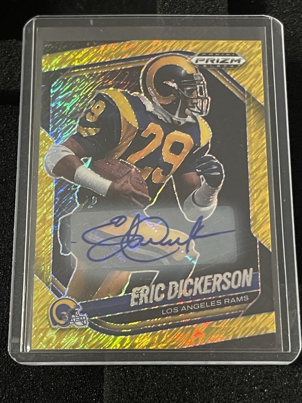 Eric Dickerson Gold Shimmer Auto /10 Color Match 2025 Panini Prizm Black LA Rams