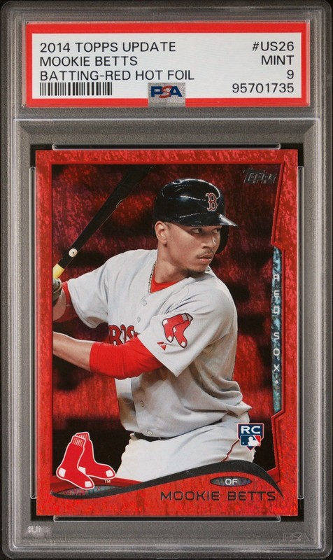 2014 Topps Update Mookie Betts RED HOT FOIL PSA 9 MINT Rookie #US26