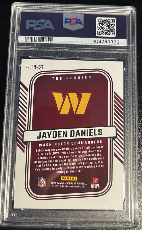 PSA 10 JAYDEN DANIELS DONRUSS The Rookies 2024 view 2