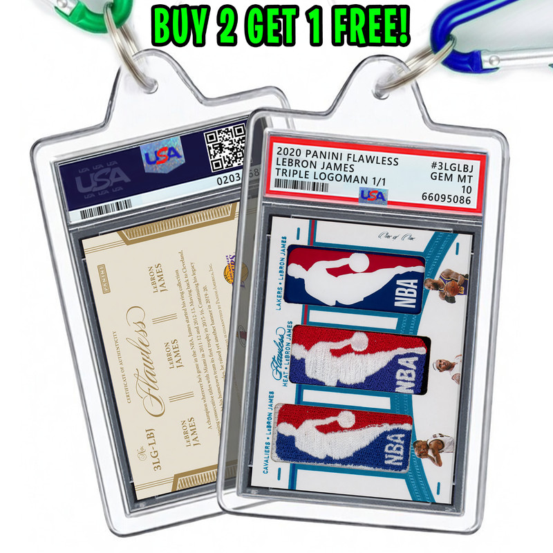 LeBron James, 2020 Flawless Triple Logoman 1/1 | Mini ƤSA 10 Keychain