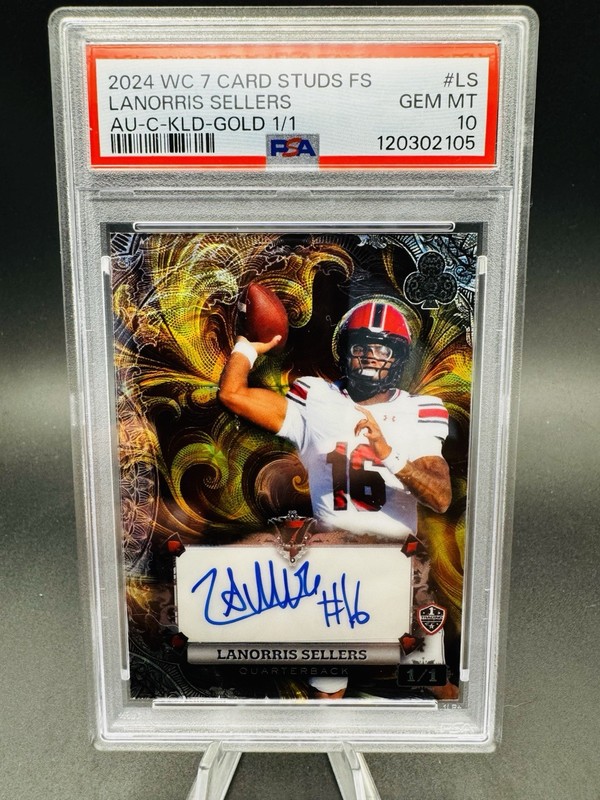 2024 7 Card Studs Lanorris Sellers KLD/Black Rookie RC Auto #'D 1/1 #LS PSA 10