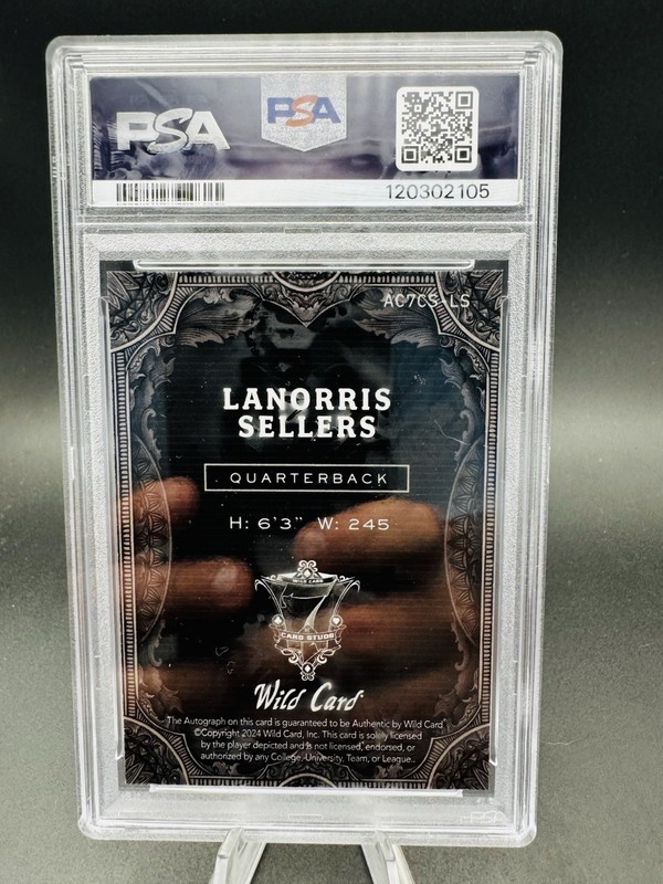 2024 7 Card Studs Lanorris Sellers KLD/Black Rookie RC Auto #'D 1/1 #LS PSA 10 view 2