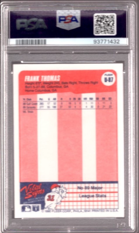 FRANK THOMAS 1990 Fleer Update #U-87 PSA DNA 10/10 Rookie RC Autograph Auto view 2