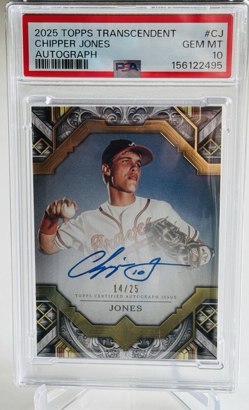 2025 Topps Transcendent Chipper Jones Auto /25 PSA 10 Braves TAC-CJ