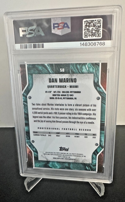 2024 Topps Resurgence DAN MARINO Sky Blue & Pink Shock- PSA 10 view 2