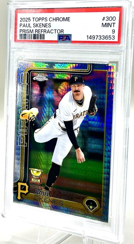 2025 Topps Chrome Paul Skenes #300 Prism Refractor PSA 9 Pirates RC view 2