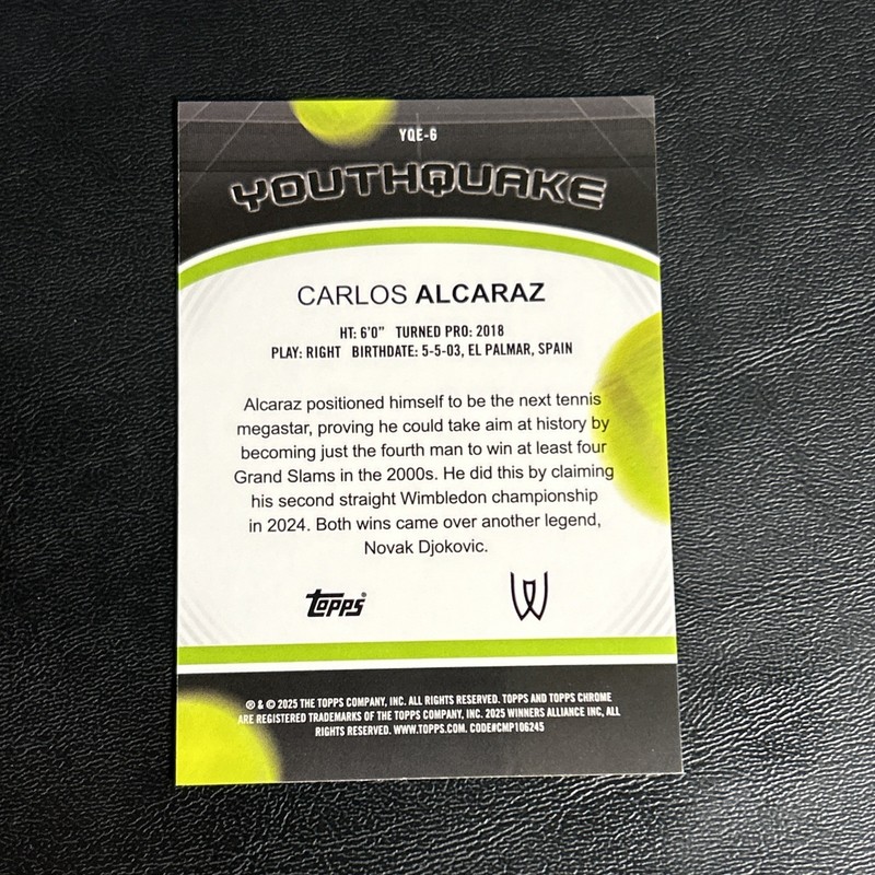 2025 Topps Chrome Tennis Carlos Alcaraz Youthquake  view 2