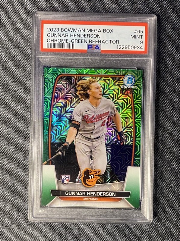 2023 Bowman Chrome Gunnar Henderson Green Refractor /99 (RC) SP PSA 9
