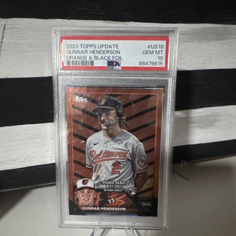 Topps 2023 Update Gunnar Henderson Rookie #US18 Orange & Black Foil PSA 10