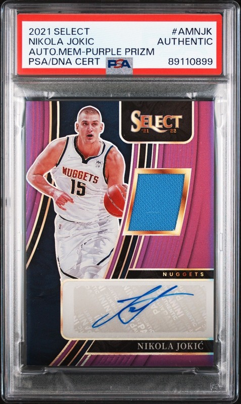 2021-22 Panini Select Nikola Jokic GAME WORN Patch Auto /49 - PSA Authentic