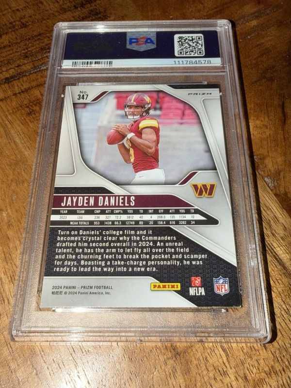 2024 Prizm Rookies Jayden Daniels Neon Green Pulsar Prizm (RC) PSA 9 Mint view 2