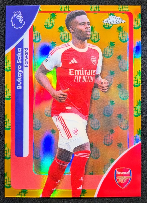 2025-26 TOPPS CHROME PREMIER LEAGUE BUKAYO SAKA PINEAPPLE REFRACTOR #13 ARSENAL