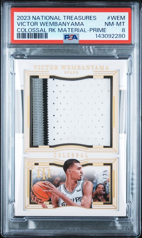 2023 National Treasures Colossal Victor Wembanyama Colossal Material PSA 8