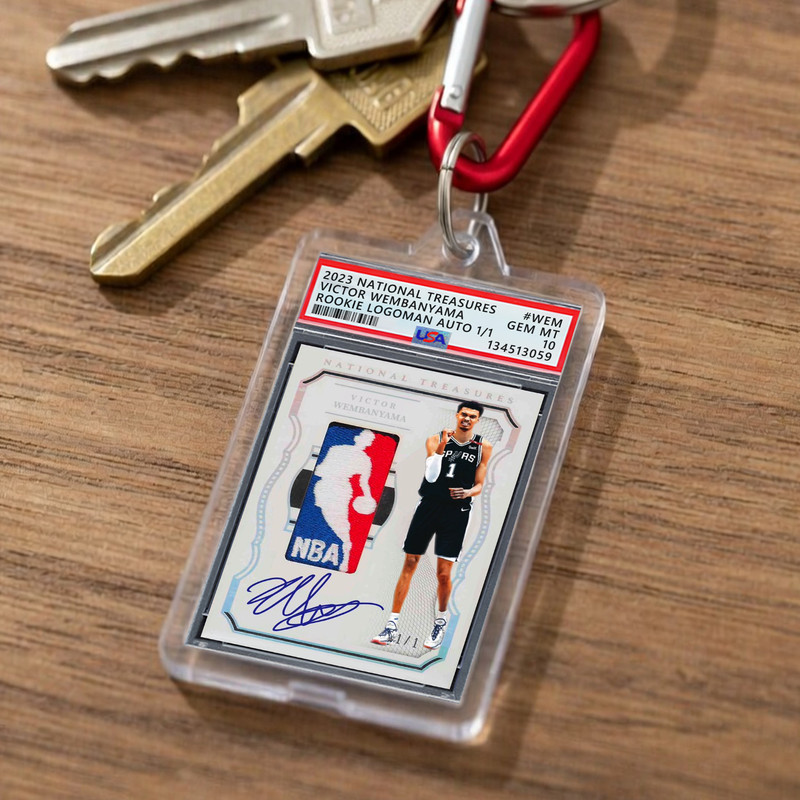 Victor Wembanyama, National Treasures Logoman Auto | Mini ƤSA 10 Keychain view 2