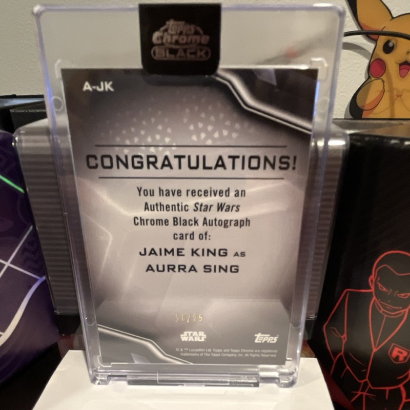 Topps Star Wars Chrome Black Aurra Sing Autograph Jaime King /25 Serial #A-JK view 2