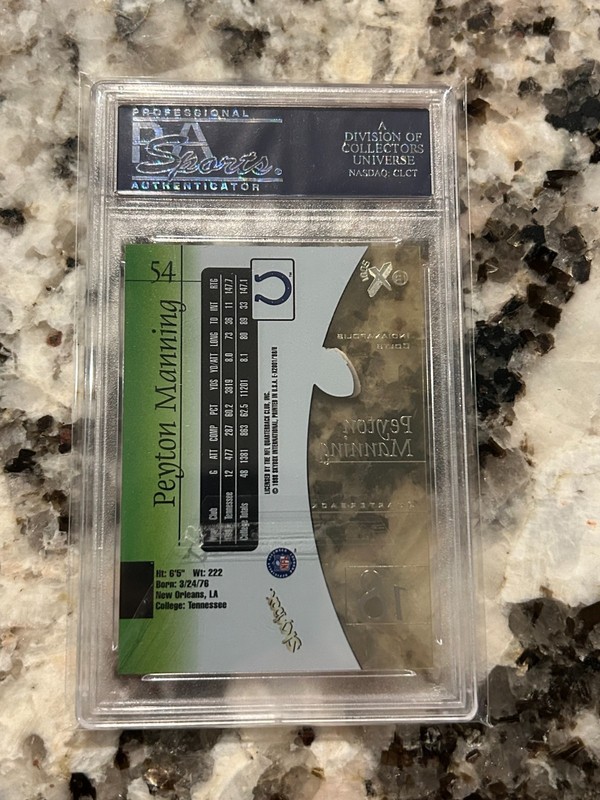 1998 Skybox E-X2001 Peyton Manning Rookie RC #54 Colts PSA 9 view 2