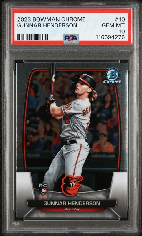 💎 2023 Bowman Chrome Gunnar Henderson #10 RC PSA 10 GEM MINT Orioles🔥