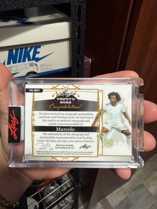 2022 Leaf Trinity Multi-Sports (Soccer) Marcelo Match Worn Patch Auto 1/1#PA-MV1 view 2