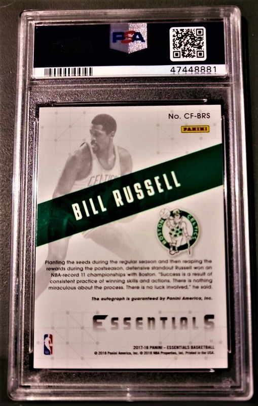 BILL RUSSELL-2018/19 Panini Essentials (#7/99) AUTO/AUTOGRAPH PSA: 9-MINT view 2
