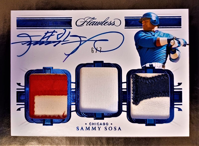 SAMMY SOSA-2021 Flawless Sapphire (#6/7) TRIPLE 2-COLOR PATCH/JERSEY/AUTO-MINT?