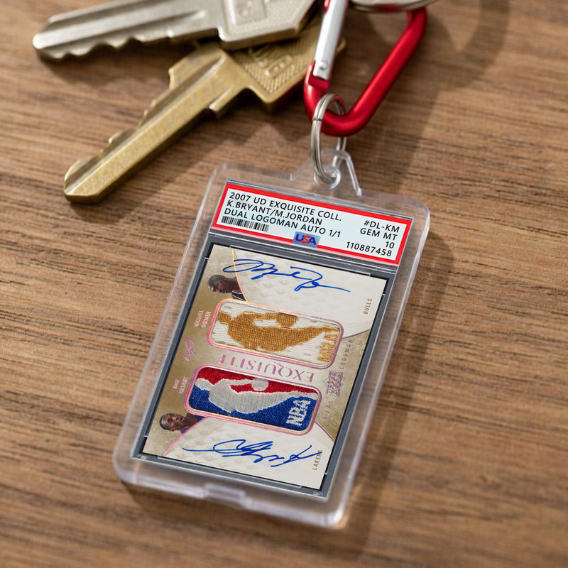 Michael Jordan, Kobe Bryant, Dual Logoman Auto 1/1 | Mini ƤSA 10 Keychain view 2