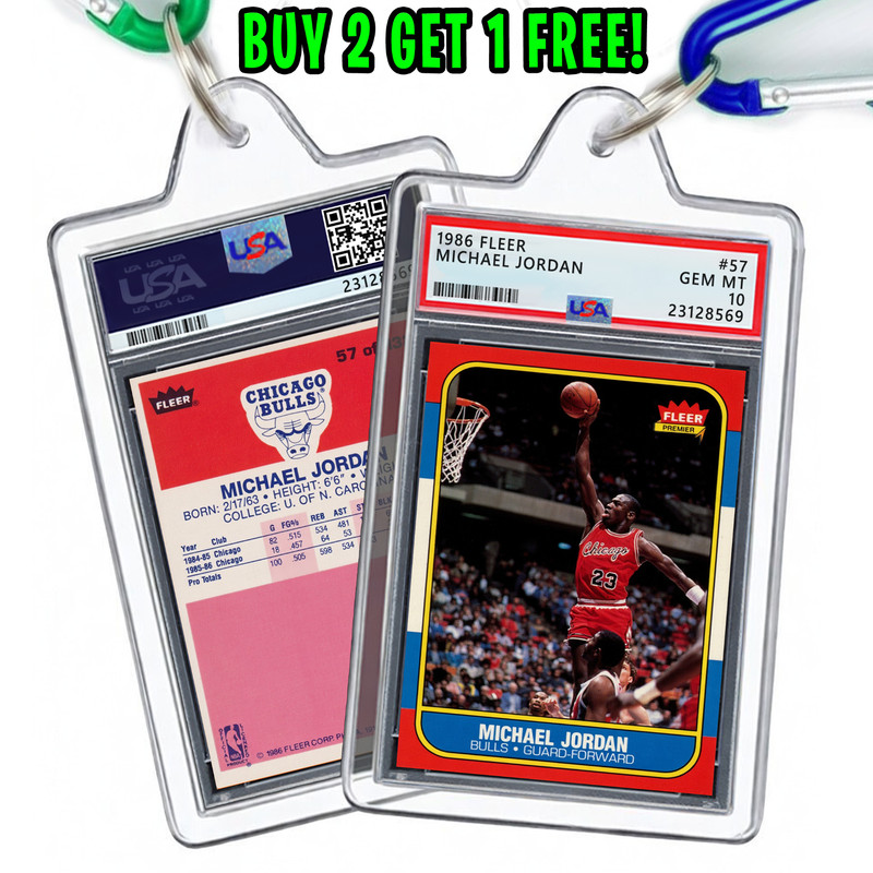 Michael Jordan, 1986 Fleer Rookie Card RC #57 | Mini ƤSA 10 Keychain