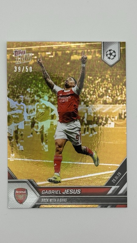 GABRIEL JESUS 2025-26 Champions League UCL Topps Now #73 Arsenal GOLD /50