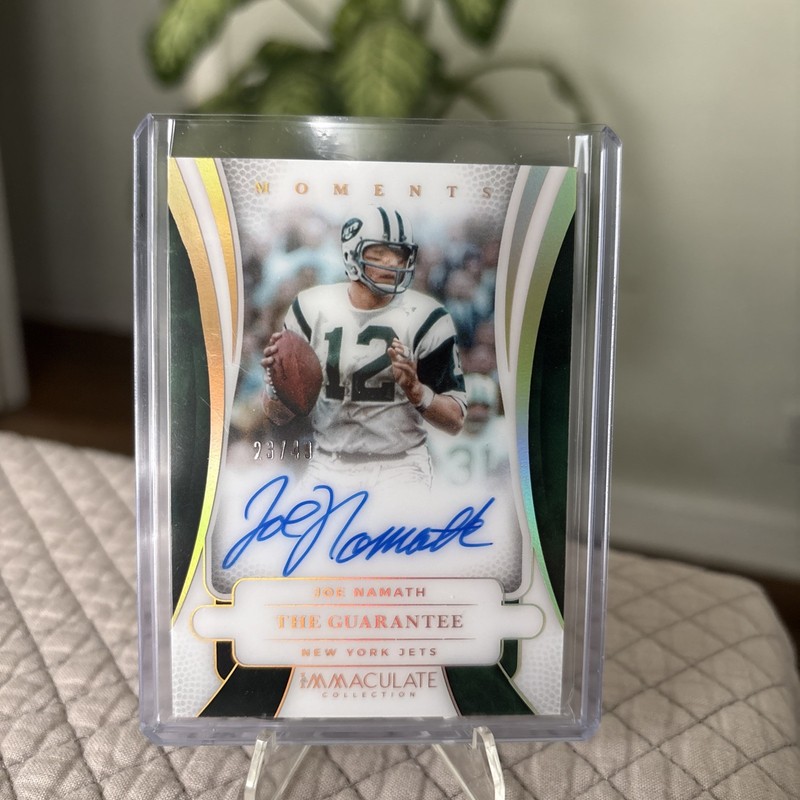 2025 Joe Namath Panini Immaculate Moments “The Guarantee” Auto ON CARD 23/49