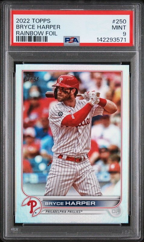 Bryce Harper 2022 Topps #250 Rainbow Foil PSA 9