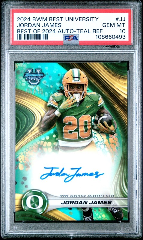2024 Bowman Best U Jordan James Auto Teal /15 PSA 10!