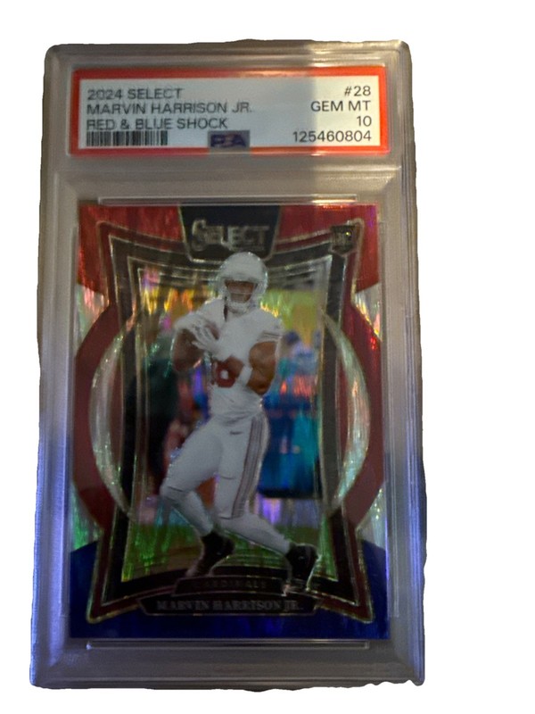 2024 Select-Concourse Marvin Harrison Jr. #28 Red & Blue Shock Prizm (RC) PSA 10