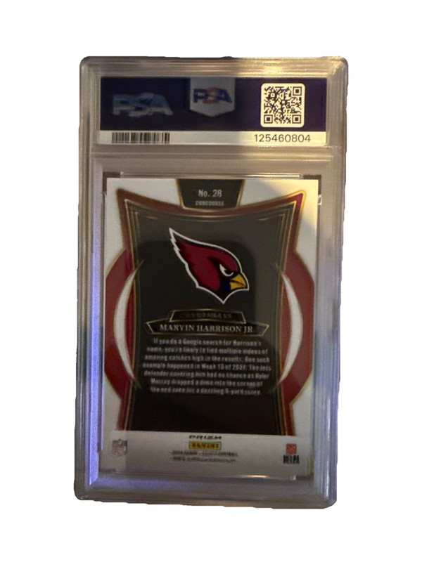 2024 Select-Concourse Marvin Harrison Jr. #28 Red & Blue Shock Prizm (RC) PSA 10 view 2