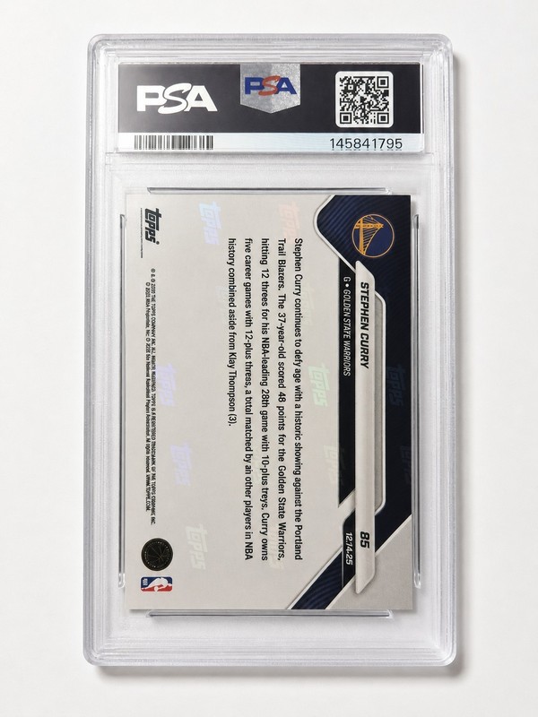 2025 Topps Now Stephen Curry Black Foil /10 #85 PSA 10 - POP 1 view 2