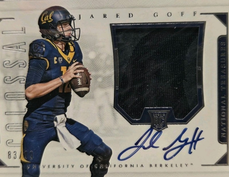 Jared Goff 2016 National Treasures  Patch Auto /99 PSA 9 Detroit  Lions